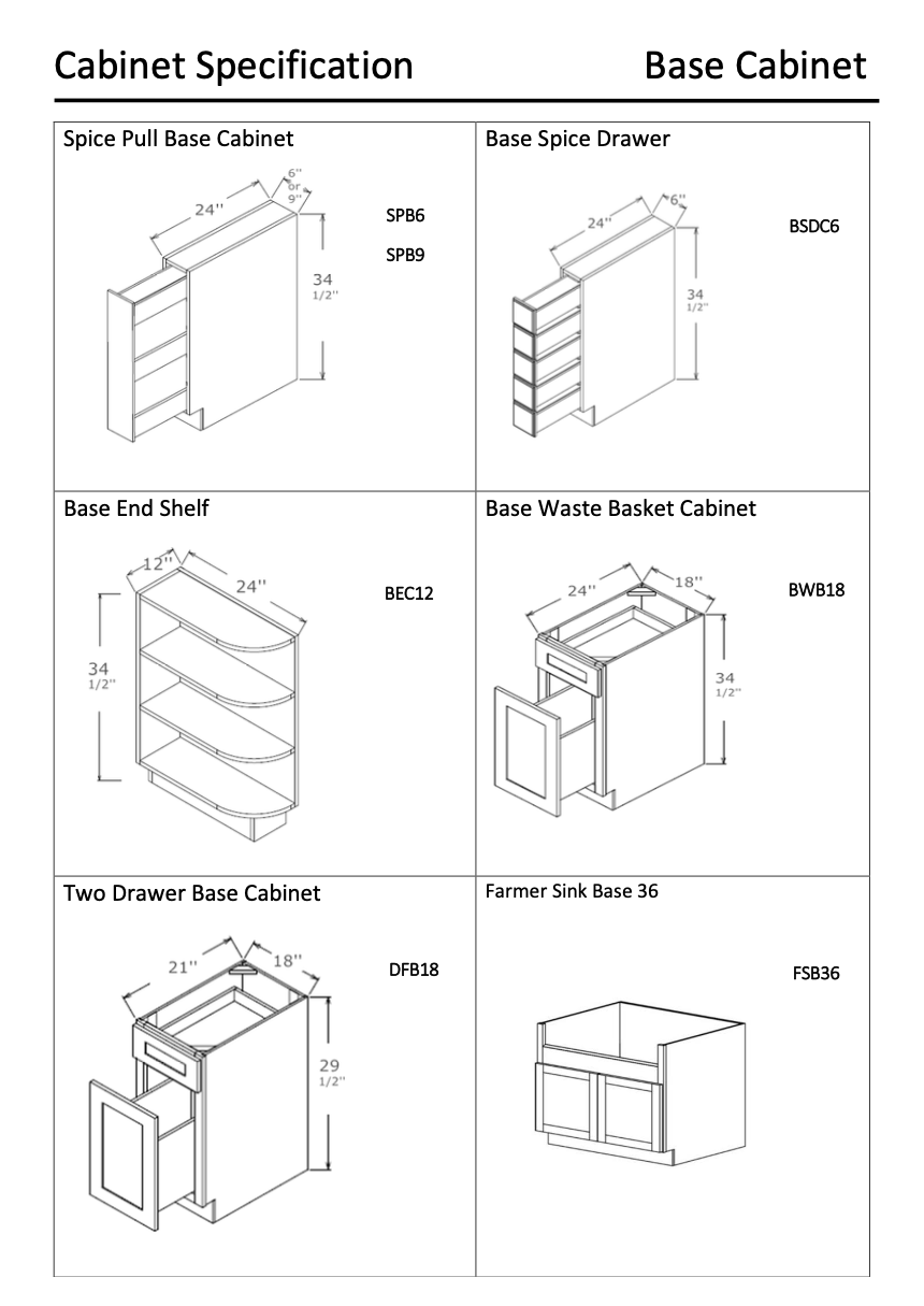 Specifications – Sanyang Vietnam Furniture — Kitchen & Bathroom Cabinet